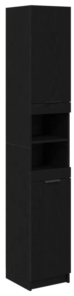 vidaXL Fürdőszoba bútor szett fiókkal 5 pcs Fekete tölgy Faanyag