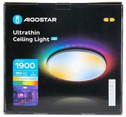 Aigostar LED RGBW fürdőszobai lámpa 18W 230V 30 cm IP44 dimm + távirányító