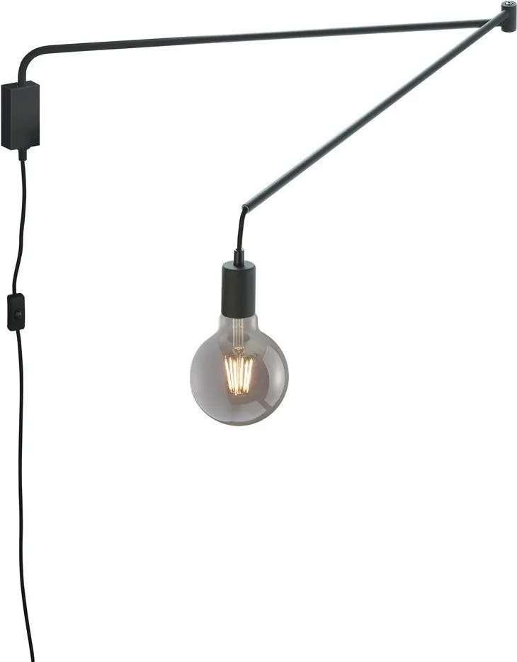 Matt fekete konnektorhoz csatlakoztatható fali lámpa hajlítható szerkezettel Line – Trio