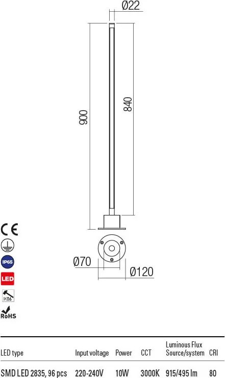 REDO 90435 WIKI Modern Kültéri Állólámpa LED IP65