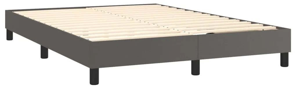 szürke műbőr rugós ágy matraccal és LED-del 140x200 cm
