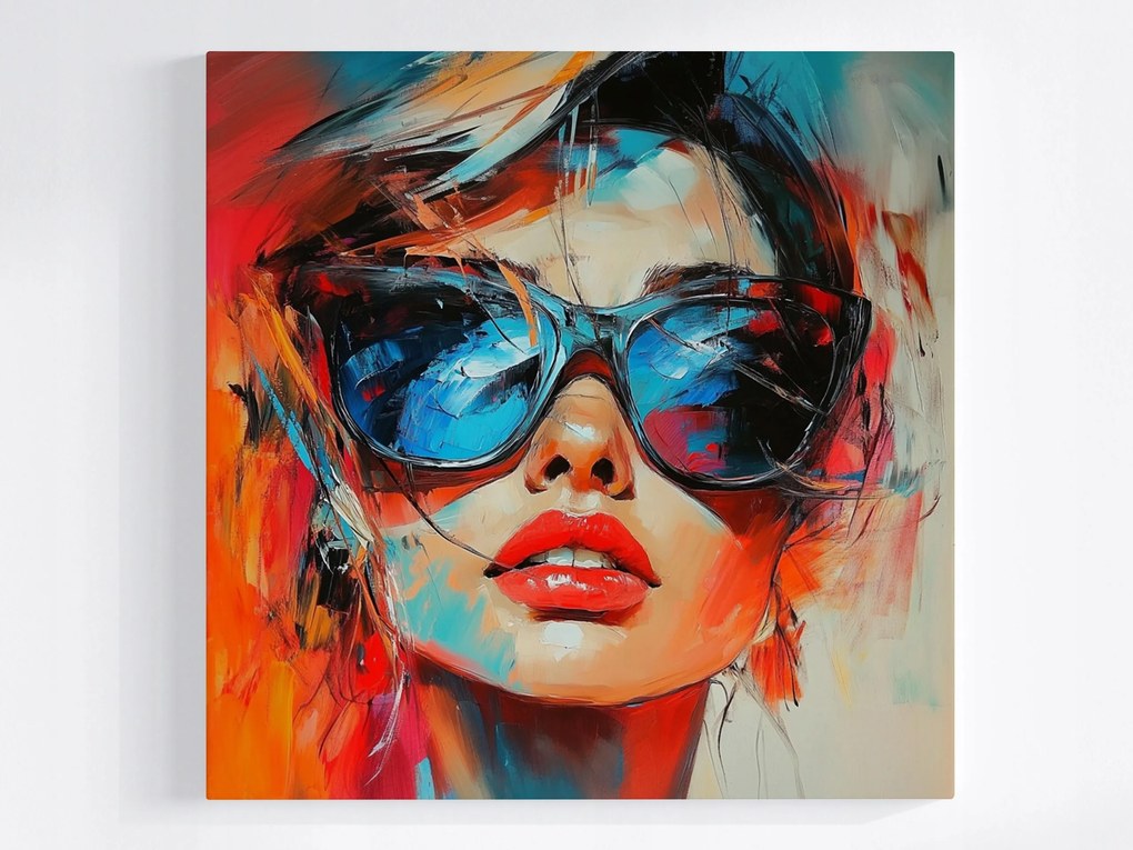 Vászonkép Canvas Portré Lány Arc Szemüveg Nap Nyár 80x80