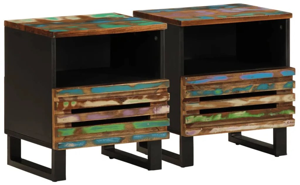 vidaXL 2 db tömör újrahasznosított fa éjjeliszekrény 40 x 34 x 46 cm