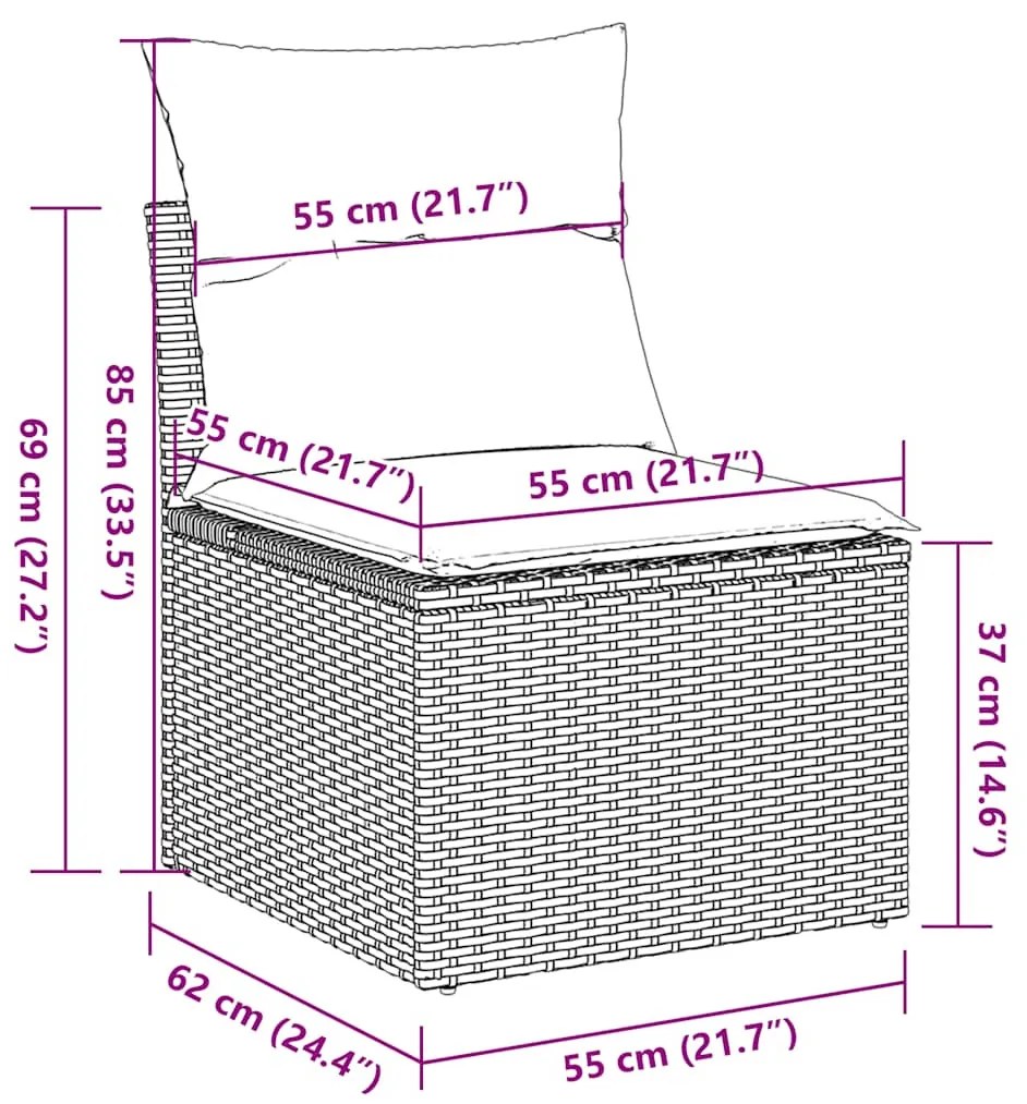 2 részes világosszürke polyrattan akácfa ülőgarnitúra párnákkal