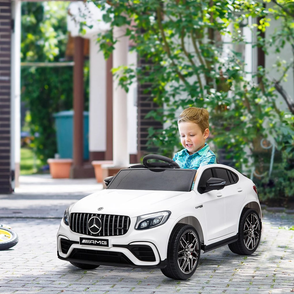 HOMCOM Gyermek Jármű 12V Mercedes-Benz AMG GLC63S COUPE Licencelt Elektromos Autó Távirányítóval Biztonsági Öv 2 x 35W Motor MP337-60 Hónapos Fehér 11