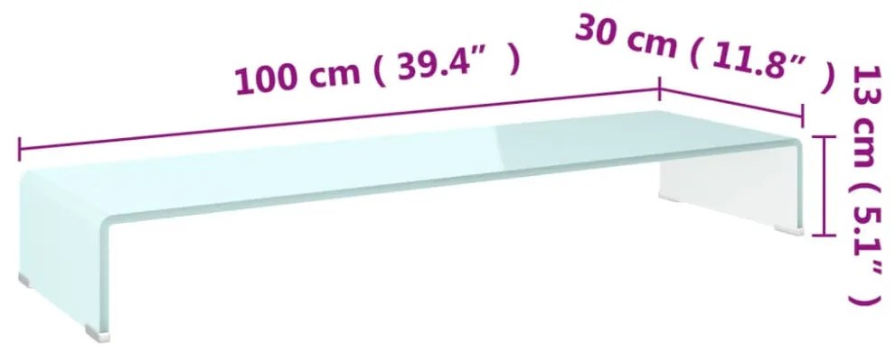 zöld üveg TV állvány/monitor magasító 100 x 30 x 13 cm