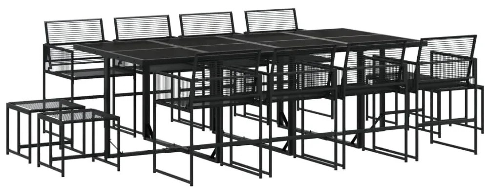 vidaXL 13 részes fekete polyrattan kerti étkezőgarnitúra
