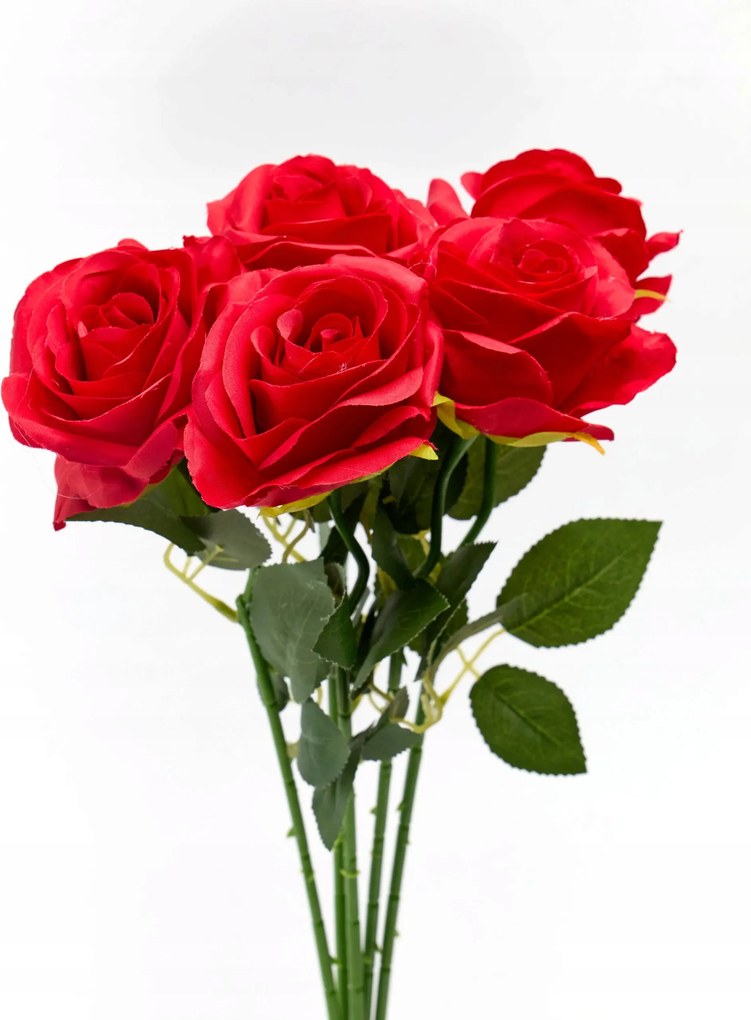 Rózsák Piros Művirágok 50CM Csokor 5 Db Anyák napja piros rózsa