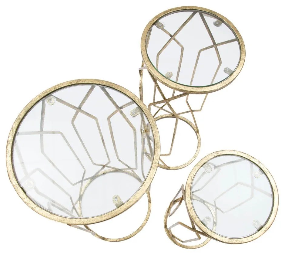 Kerek tárolóasztal szett üveg asztallappal, 3 db-os ø 32 cm Tunisi – Mauro Ferretti