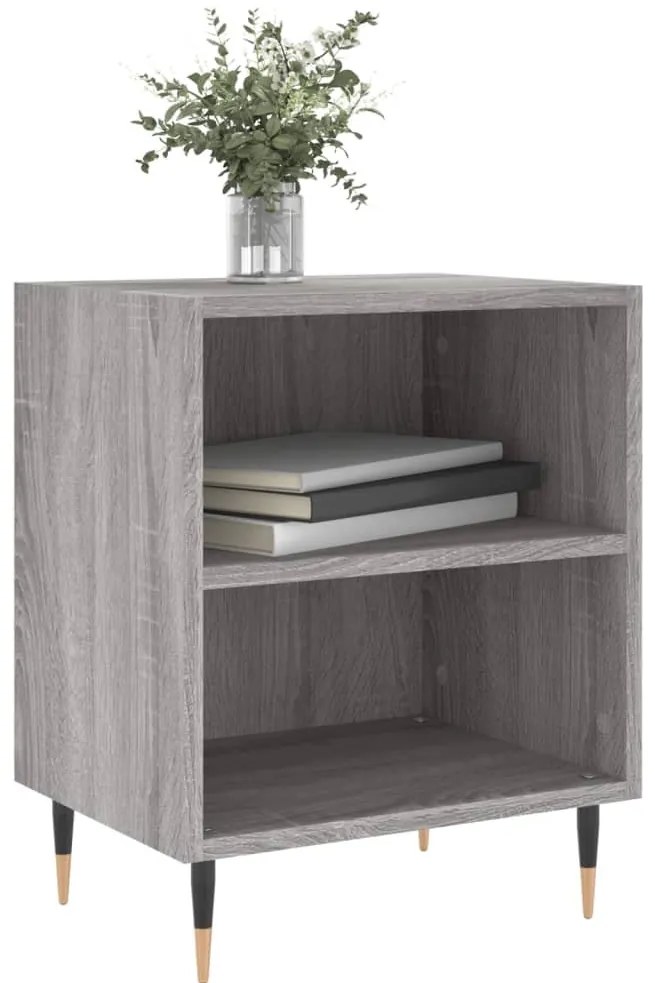 2 db szürke-sonoma színű szerelt fa éjjeliszekrény 40x30x50 cm