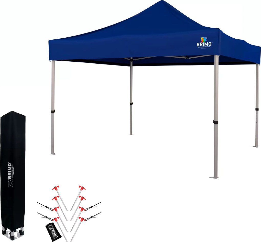 Összecsukható Kerti Pavilon 3x3 m | Prémium UV/PVC Védelem | Masszív BRIMO Vázszerkezet | Gyors Összeszerelés Szerszám Nélkül - falak nélkül - Kék