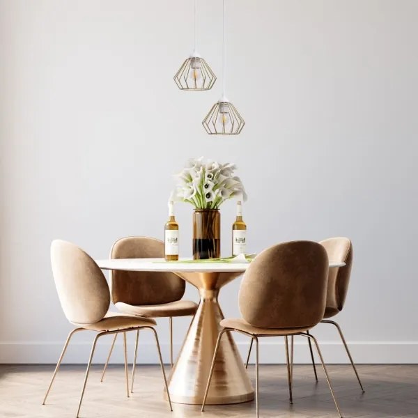 Csillár zsinóron CEED GOLD 2xE27/60W/230V átm. 28 cm fehér/arany