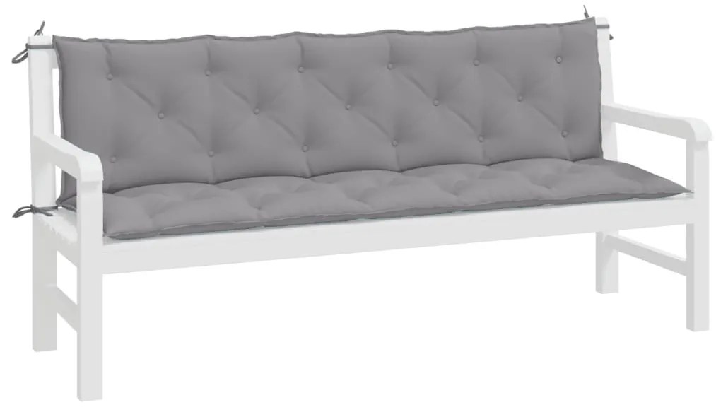 2 db szürke oxford szövet kerti padpárna 180 x 50 x 7 cm