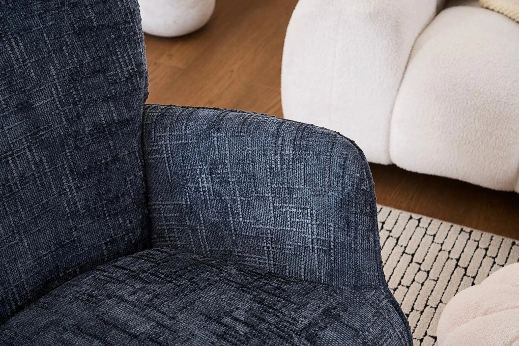 Hintaszék, relaxációs szék kordbársony kárpitozással, sötét szürke