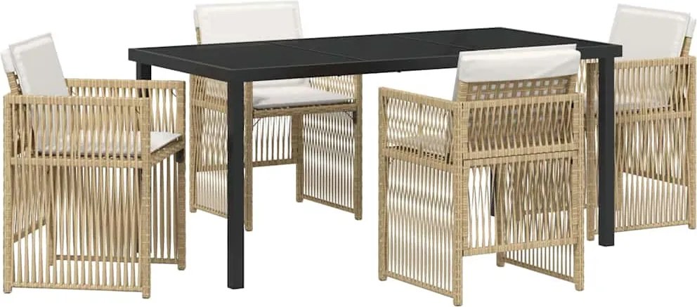 vidaXL Kert étkező szett 5 pcs Bézs Porszórt acél