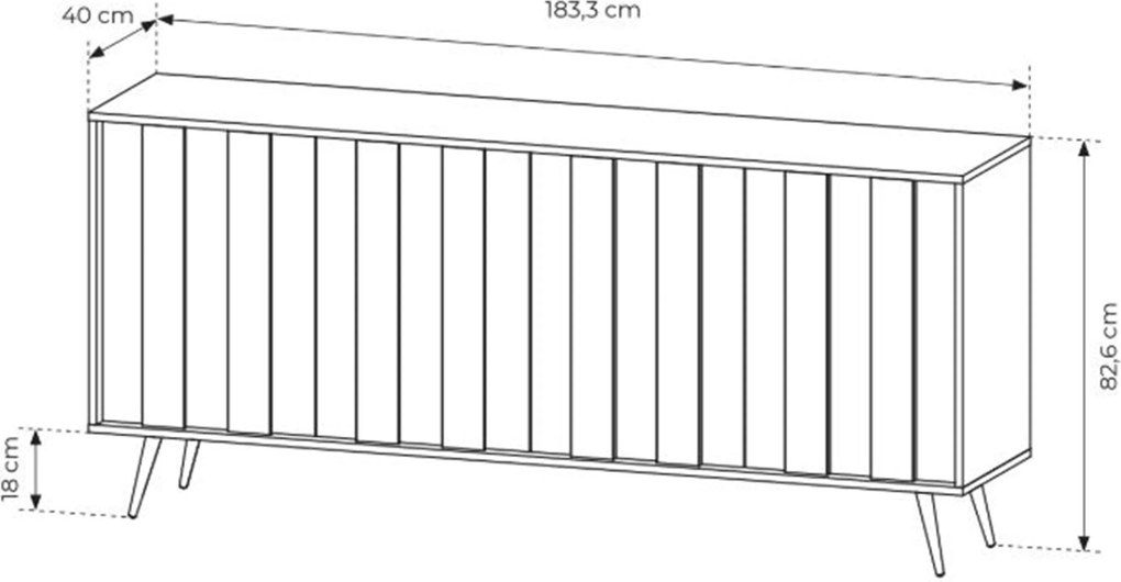 Flaro komód 183 cm világítással - dunin tölgy
