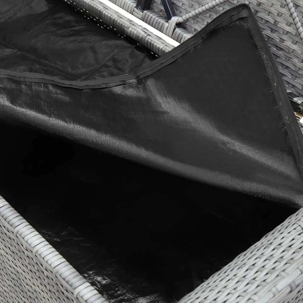 szürke polyrattan tárolópad párnával 138 cm