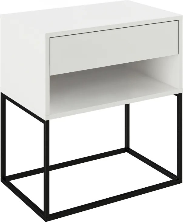 Éjjeliszekrény/kisasztal, fehér/fekete, ARTI TYP 2