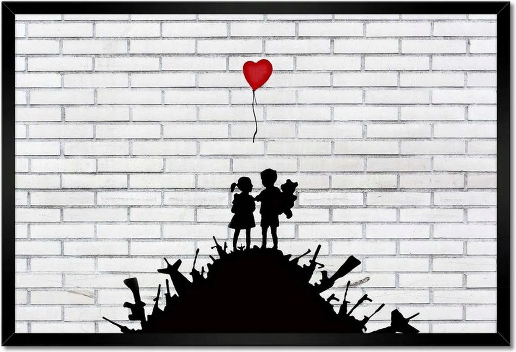 Poszterek keretben 60x40 Banksy Hegyi fegyver léggömb