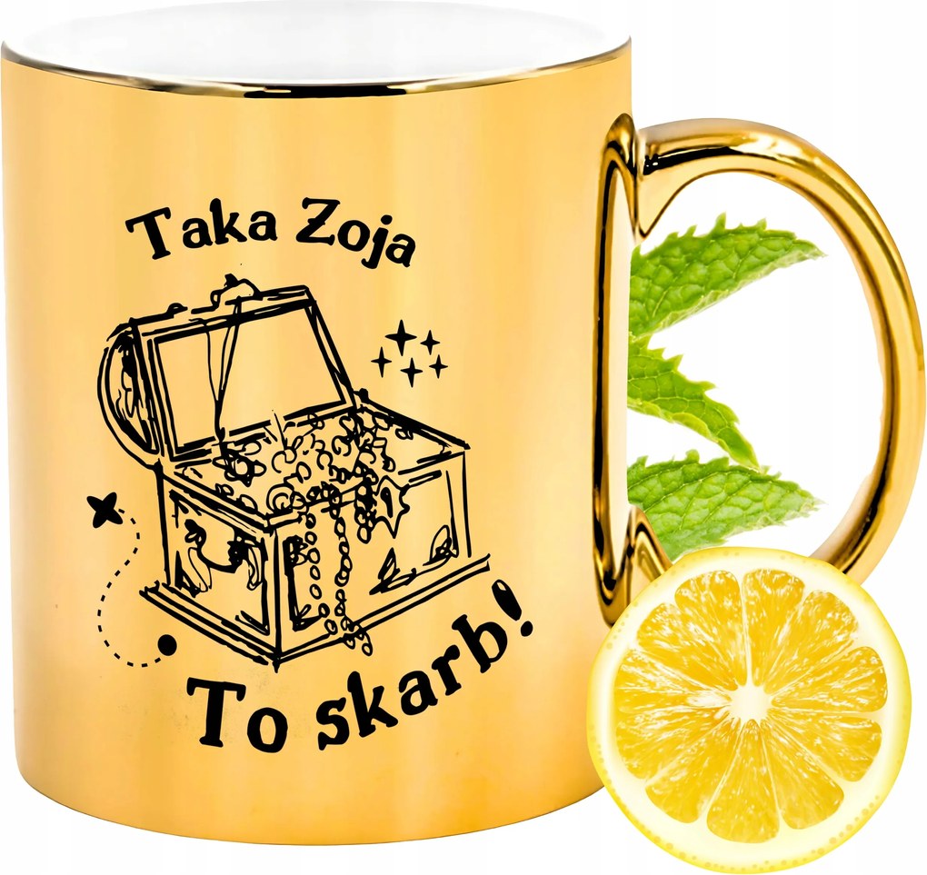 Prémium Arany Csillogó Bögre Zoi Ajándék Nyomtatott Fotóval