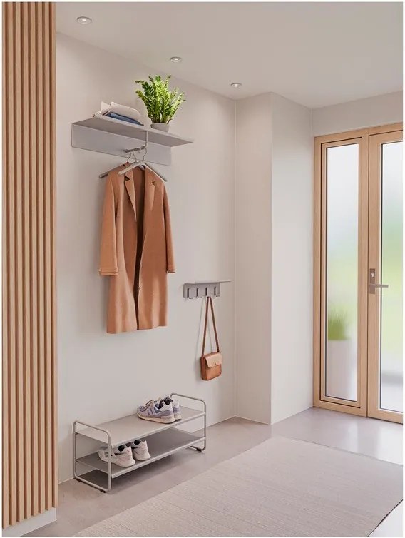 Világosszürke acél fali fogas polccal 21,5 cm A-Coat – Zone