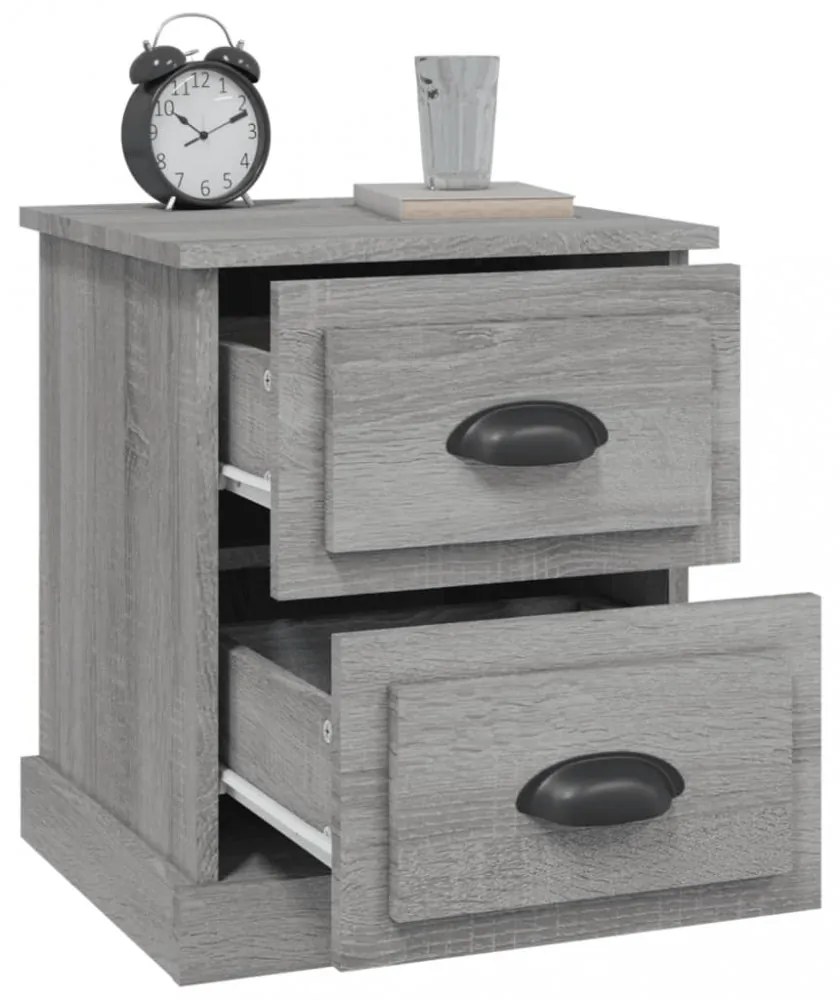 vidaXL 2 db szürke sonoma színű fa éjjeliszekrény 39 x 39 x 47,5 cm