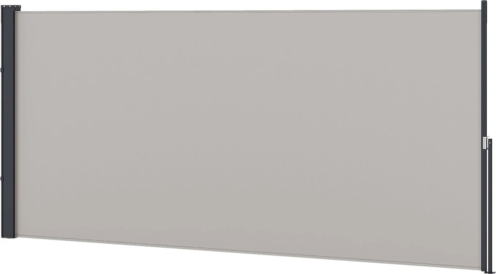 Outsunny Retractable Side Awning Privát Érintkezési Képernyő Fali Rögzítésű Acél Doboz Vízálló Oldalfali Napernyő Szélvédő 300 x 140 cm Erkélyre Teras