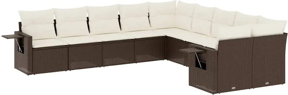 vidaXL 10 részes barna polyrattan kerti ülőgarnitúra párnákkal