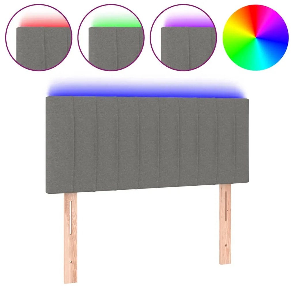 sötétszürke szövet LED-es fejtámla 80 x 5 x 78/88 cm