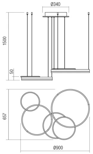 Redo 01-2605 - SIGUA fényerőszabályozható kábeles LED csillár LED/99W/230V CRI 90 fehér
