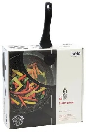 Kela Wok serpenyő fedéllel STELLA NOVA, öntöttalumínium, fekete, 30 cm, 5 l