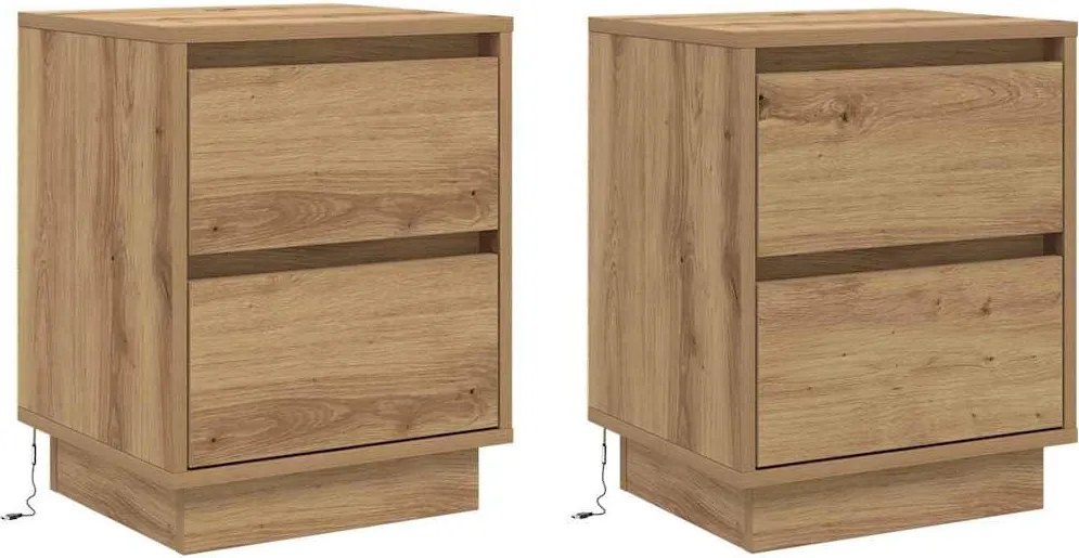 vidaXL Éjjeliszekrény 2 pcs Artisan tölgy 39 x 34,5 x 50 cm Faanyag