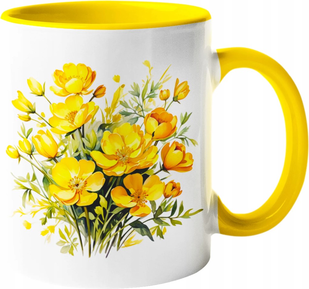 Bögre Csodálatos Virágcsokor Virágok Akvarell Ajándék 330ml Csomagolás