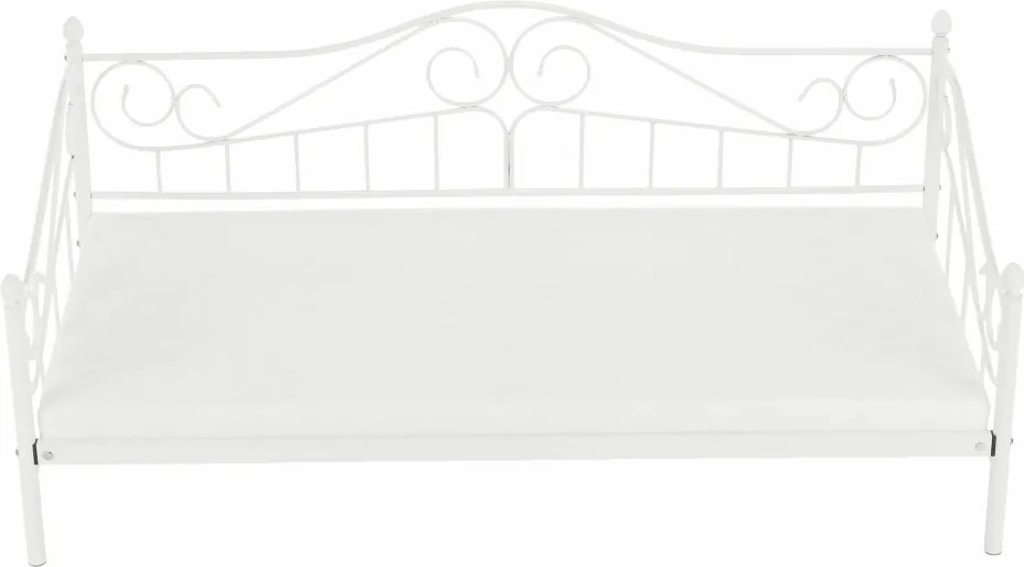 Fém ágy, fehér, 90x200 cm, DAINA