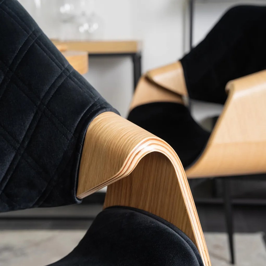 Elegáns Bársony Étkezőszék Fekete/Aranytölgy Színben. DAKOTA