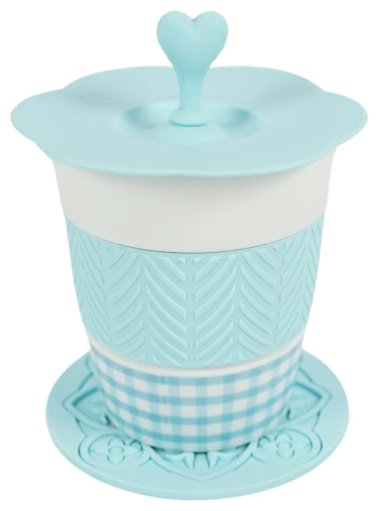 Porcelán bögre AQUELLE szilikon kiegészítőkkel 280 ml, kék