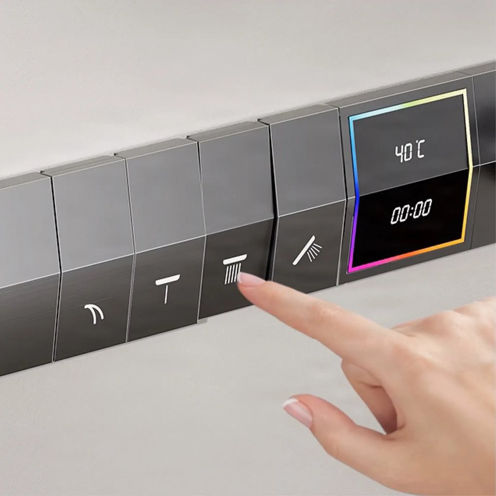 Falba süllyesztett zuhanyrendszer ELITE EDITION BCS1050 LED-kijelzővel, több színváltozatban — Matt fekete — Két kimenetes