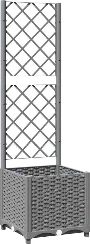 vidaXL világosszürke PP rácsos kerti ültetőláda 40 x 40 x 136 cm
