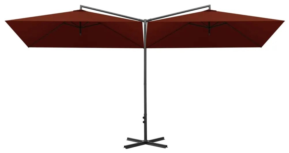 Terrakotta dupla napernyő acélrúddal 600 x 300 cm