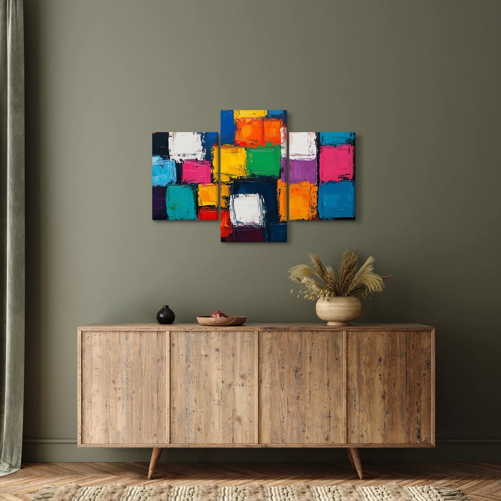 Kép - Színes négyzetek festménye (90x60 cm)