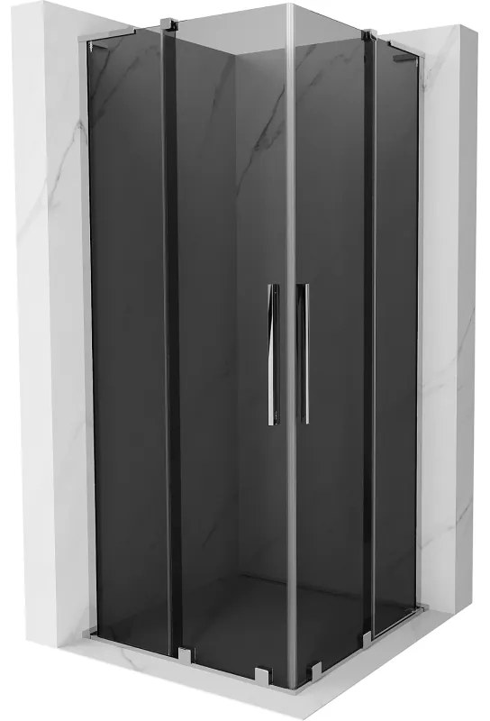 Mexen Velar L Duo, zuhanykabin tolóajtóval 90 x 90 cm, 8mm szürke üveg, króm, 871-090-090-02-43-01