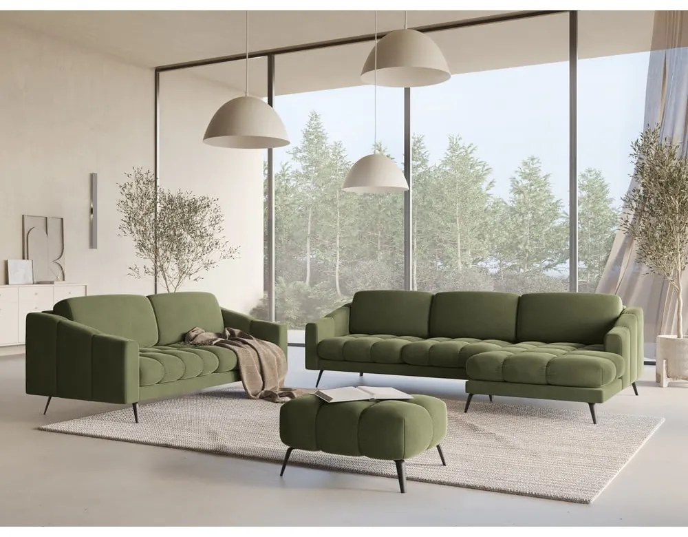 Zöld bársony kanapé 202 cm Nalu – Makamii