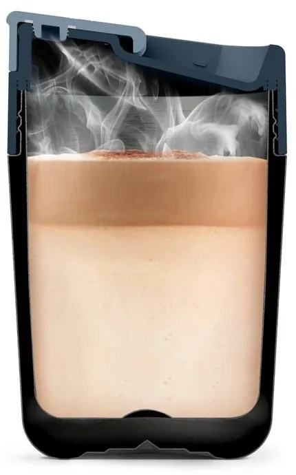 Sötétkék-fényes ezüstszínű utazóbögre 340 ml Sipp – Joseph Joseph