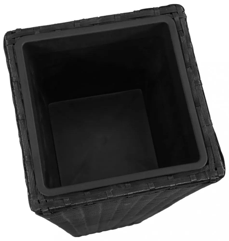 3 db fekete polyrattan kerti magaságyás