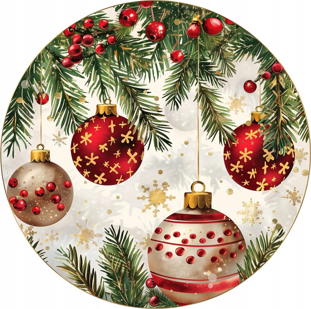 Karácsonyi kerámia poháralátétek x4 Díszes karácsonyfadíszek