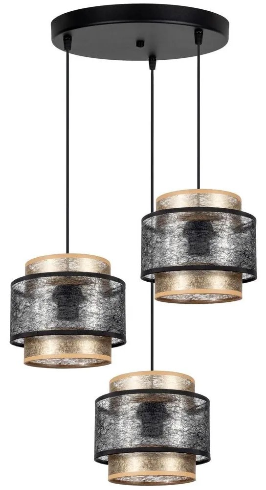 Csillár zsinóron GABI 3xE27/60W/230V arany/fekete átm. 45 cm