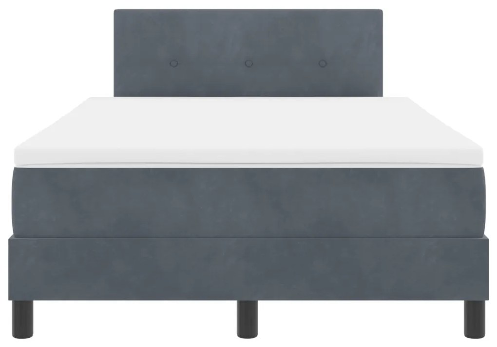 Boxspring Ágy Matraccal Sötétszürke Kis Kétszemélyes Bársonyos