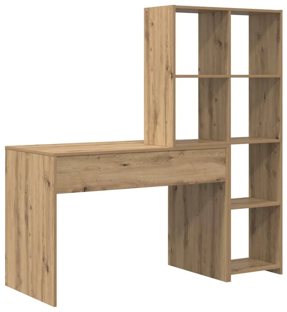 Asztal polcokkal kézműves tölgy 138.5 x 55 x 143 cm Faanyag