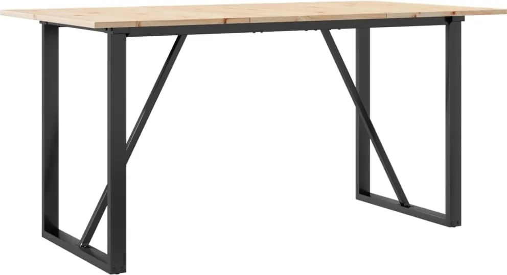 vidaXL tömör fenyőfa és acél étkezőasztal O-vázzal 160x80x75 cm
