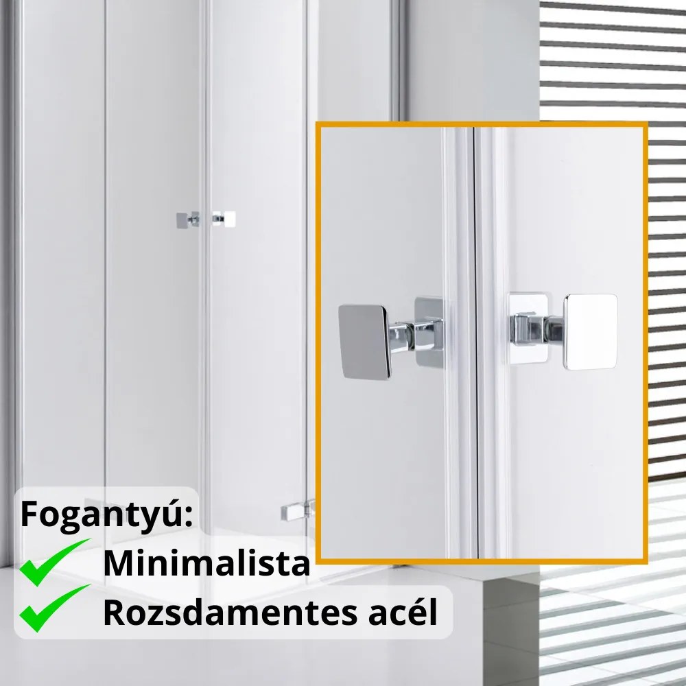 Stuxi Verona Duo 80x80 cm szögletes két csuklóajtós zuhanykabin, 6 mm vízlepergető üveggel, króm
